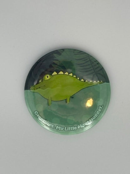 Gator in the Swamp Round Refrigerator Magnet | Cute Cartoon Character Magnet | 2.25 Inch Fridge Magnet