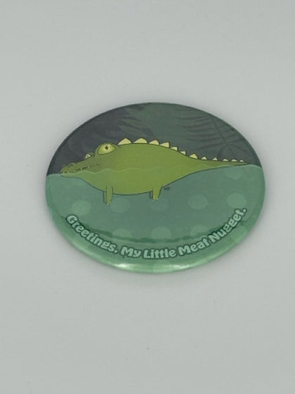 Gator in the Swamp Round Refrigerator Magnet | Cute Cartoon Character Magnet | 2.25 Inch Fridge Magnet