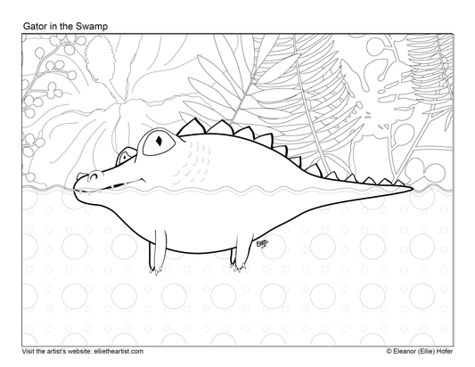 FREE Gator in the Swamp Coloring Page (Digital Download)