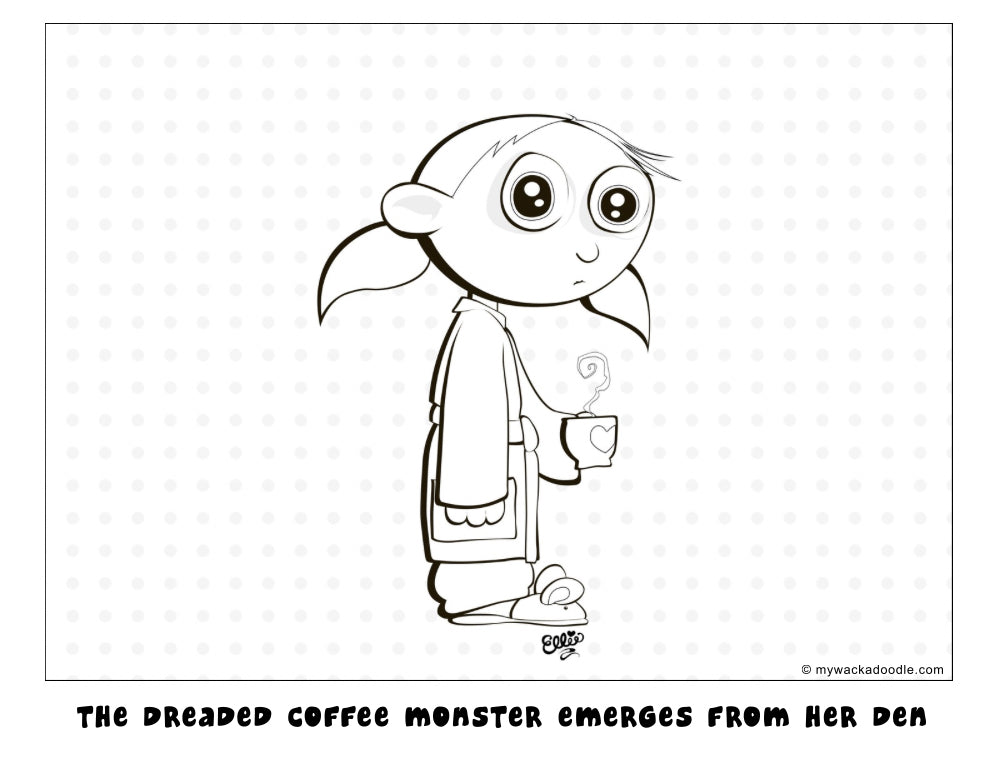 FREE Coffee Monster Coloring Page (Digital Download)