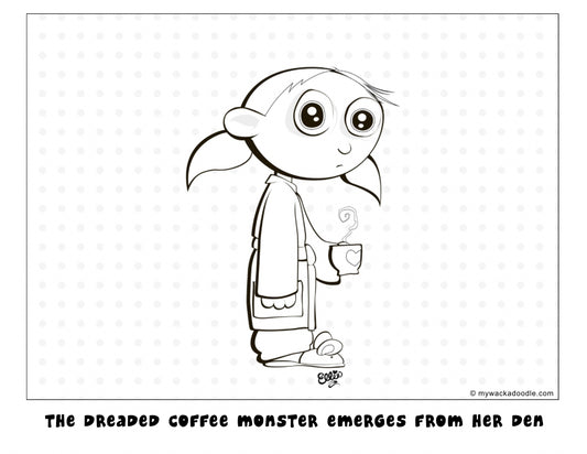 FREE Coffee Monster Coloring Page (Digital Download)