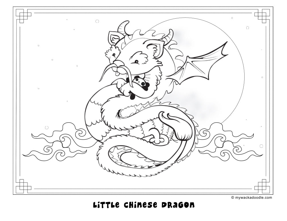 FREE Liu Liu the Chinese Dragon Coloring Page (Digital Download)