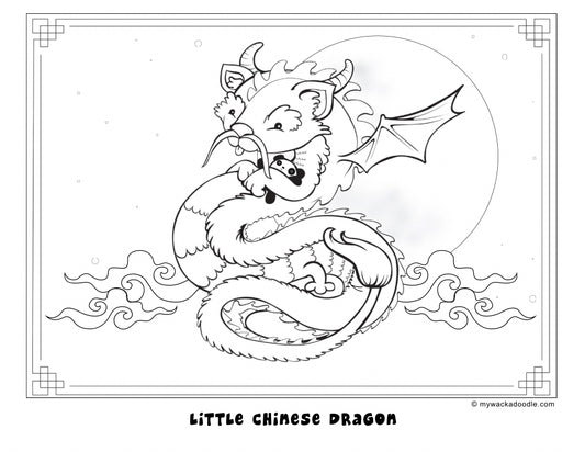 FREE Liu Liu the Chinese Dragon Coloring Page (Digital Download)