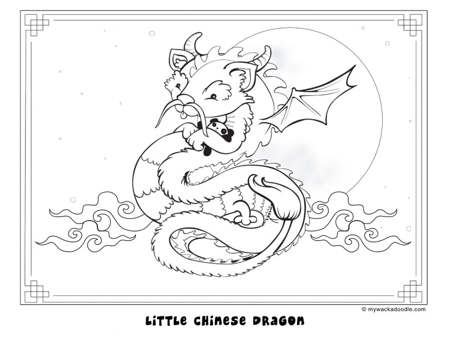 FREE Liu Liu the Chinese Dragon Coloring Page (Digital Download)