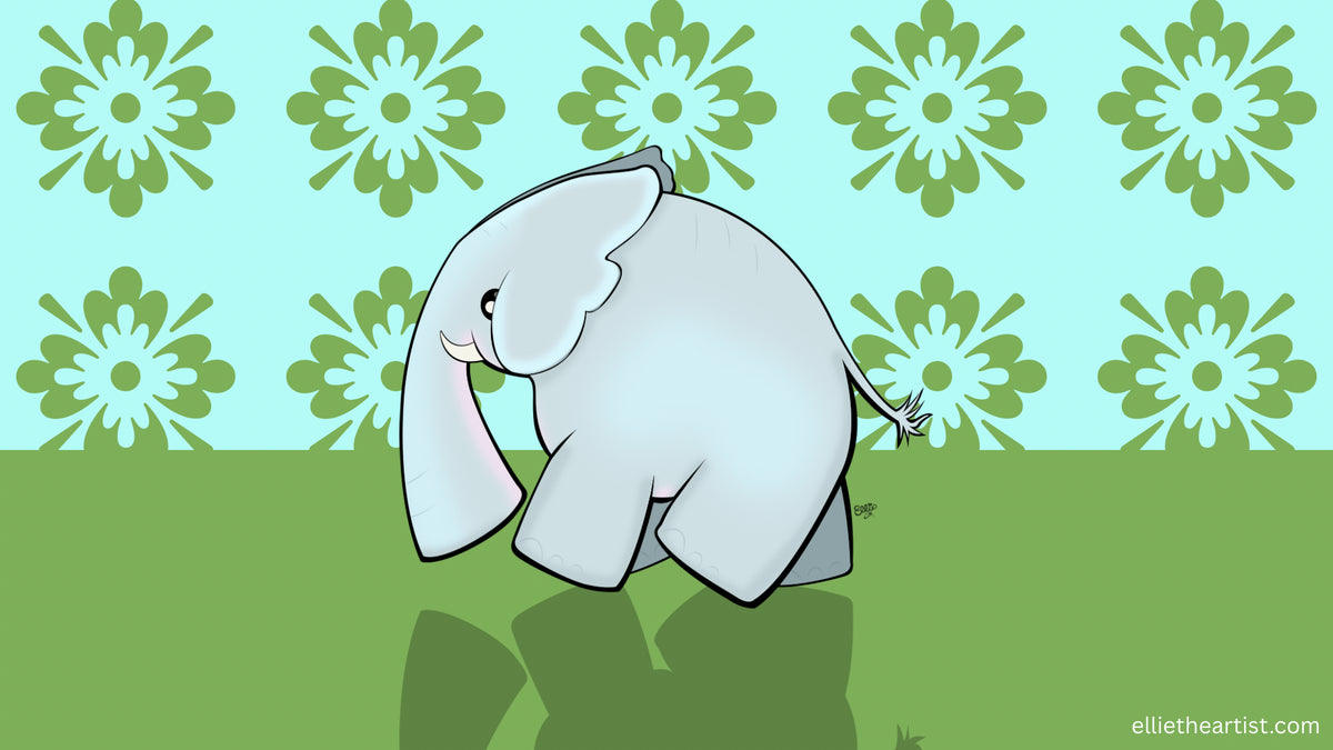 FREE Baby Elephant Goes for a Walk Desktop Wallpaper (Digital Download)