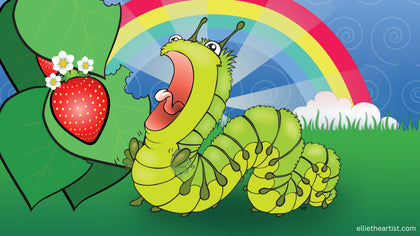 FREE Nom Nom Caterpillar Desktop Wallpaper (Digital Download)