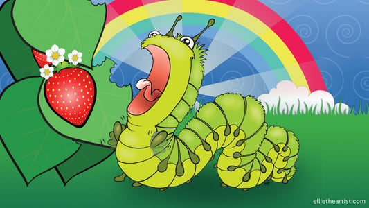 FREE Nom Nom Caterpillar Desktop Wallpaper (Digital Download)