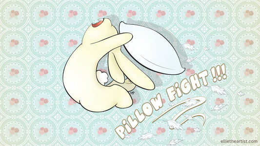 FREE Pillow Fight Bunny Desktop Wallpaper (Digital Download)