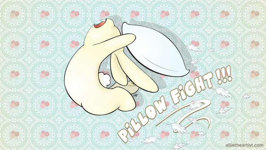 FREE Pillow Fight Bunny Desktop Wallpaper (Digital Download)
