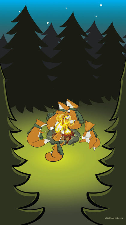 FREE Fox Family Camping Trip Phone Wallpaper Digital Download