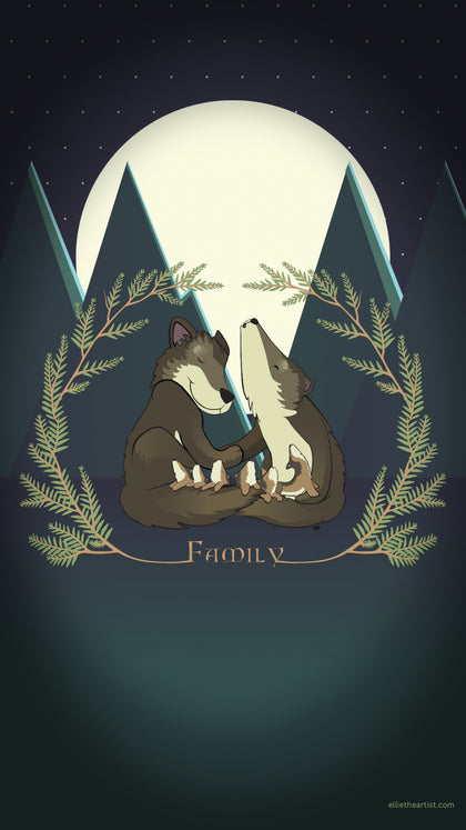 FREE Wolf Family and the First Awoo Phone Wallpaper (Digital Download)