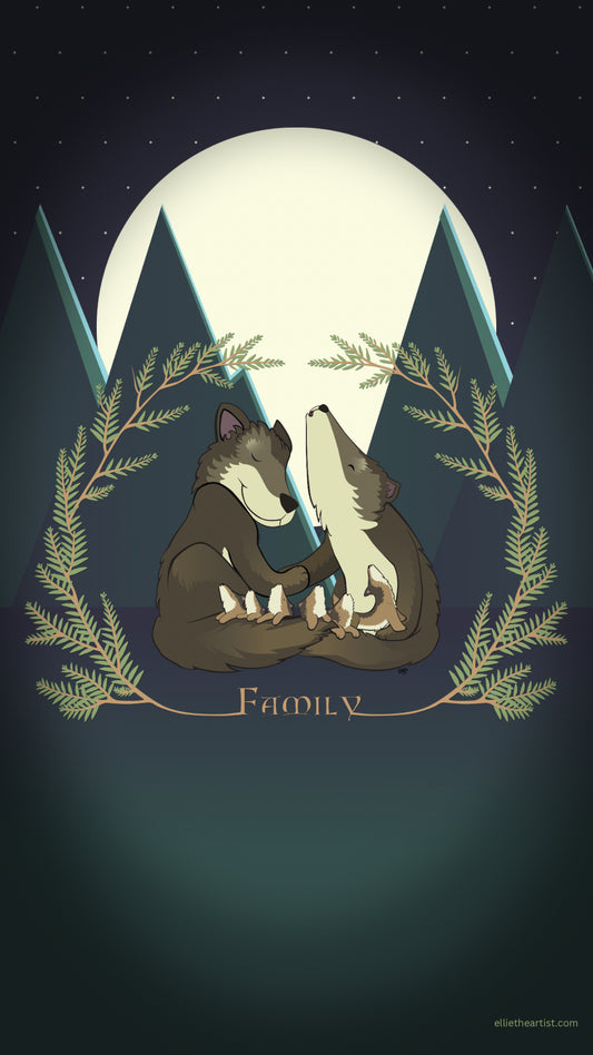 FREE Wolf Family and the First Awoo Phone Wallpaper (Digital Download)