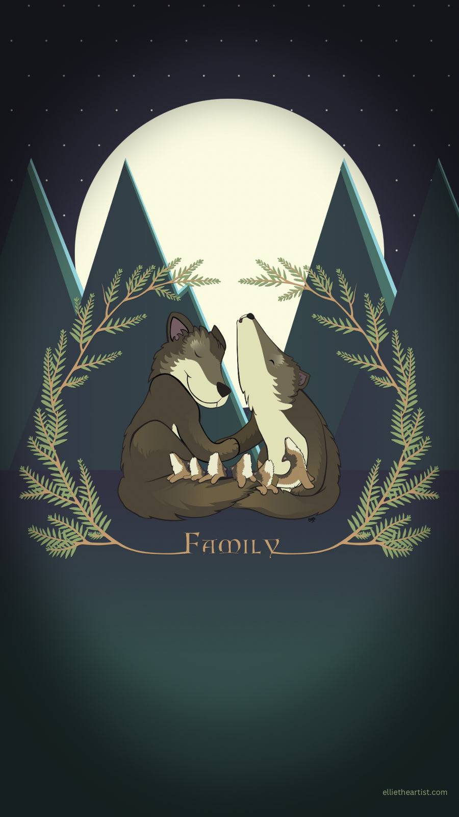 FREE Wolf Family and the First Awoo Phone Wallpaper (Digital Download)