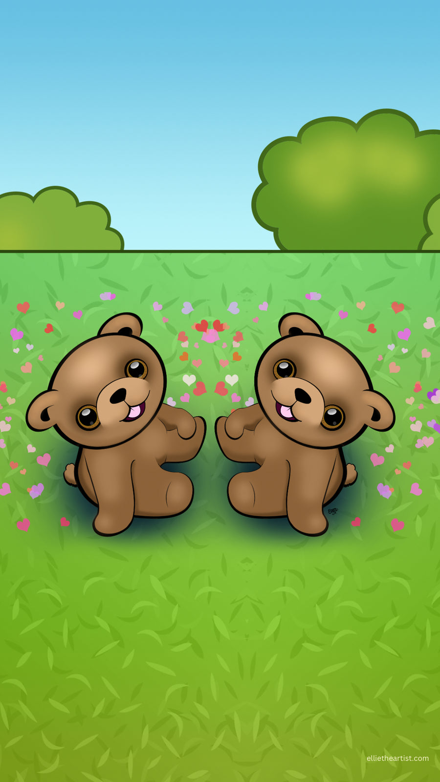 FREE Baby Bears Cartoon Phone Wallpaper (Digital Download)