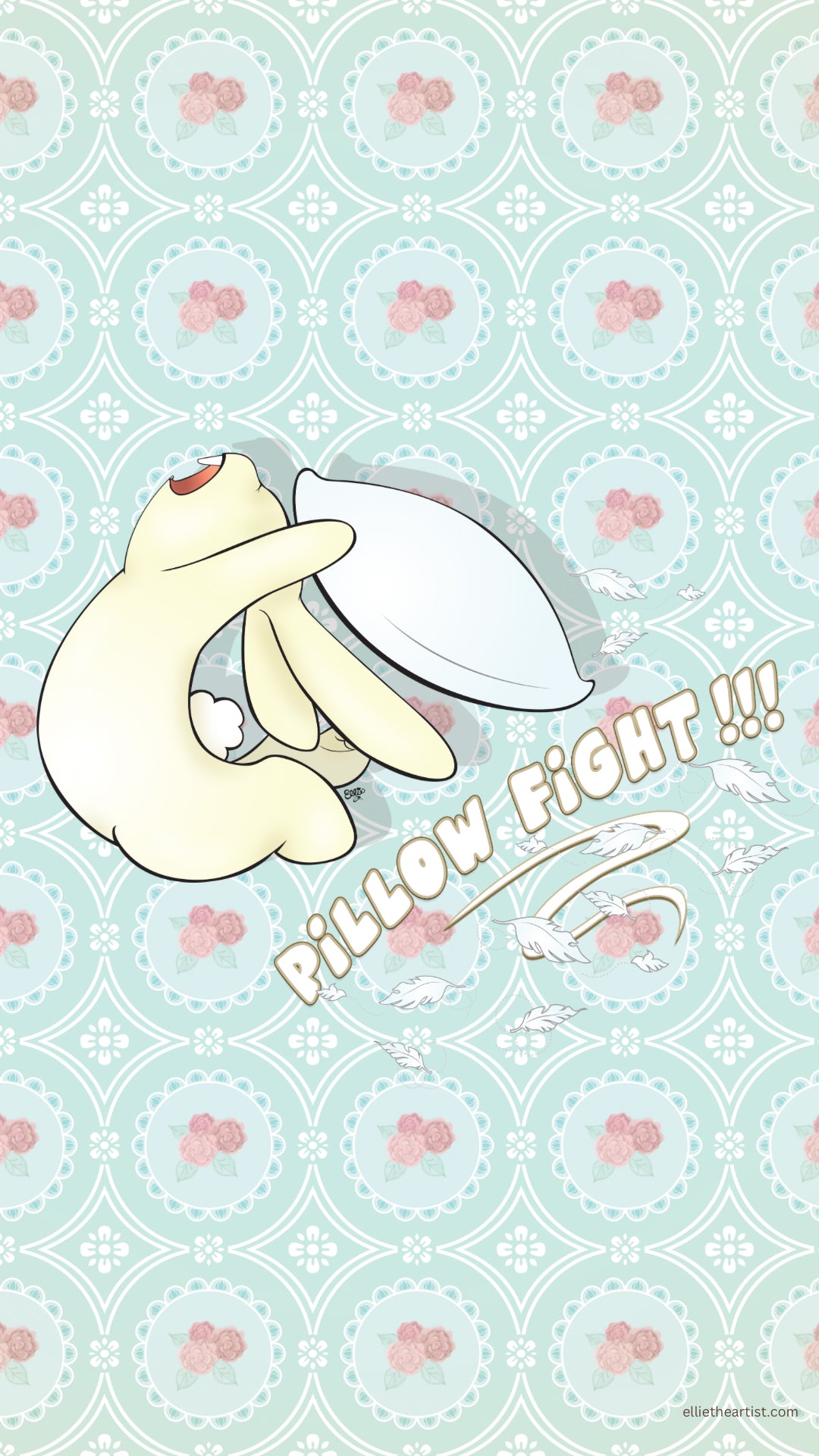 FREE Pillow Fight Bunny Phone Wallpaper (Digital Download)