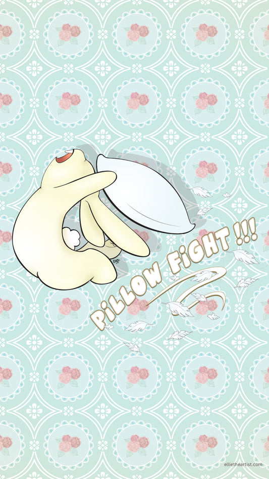 FREE Pillow Fight Bunny Phone Wallpaper (Digital Download)
