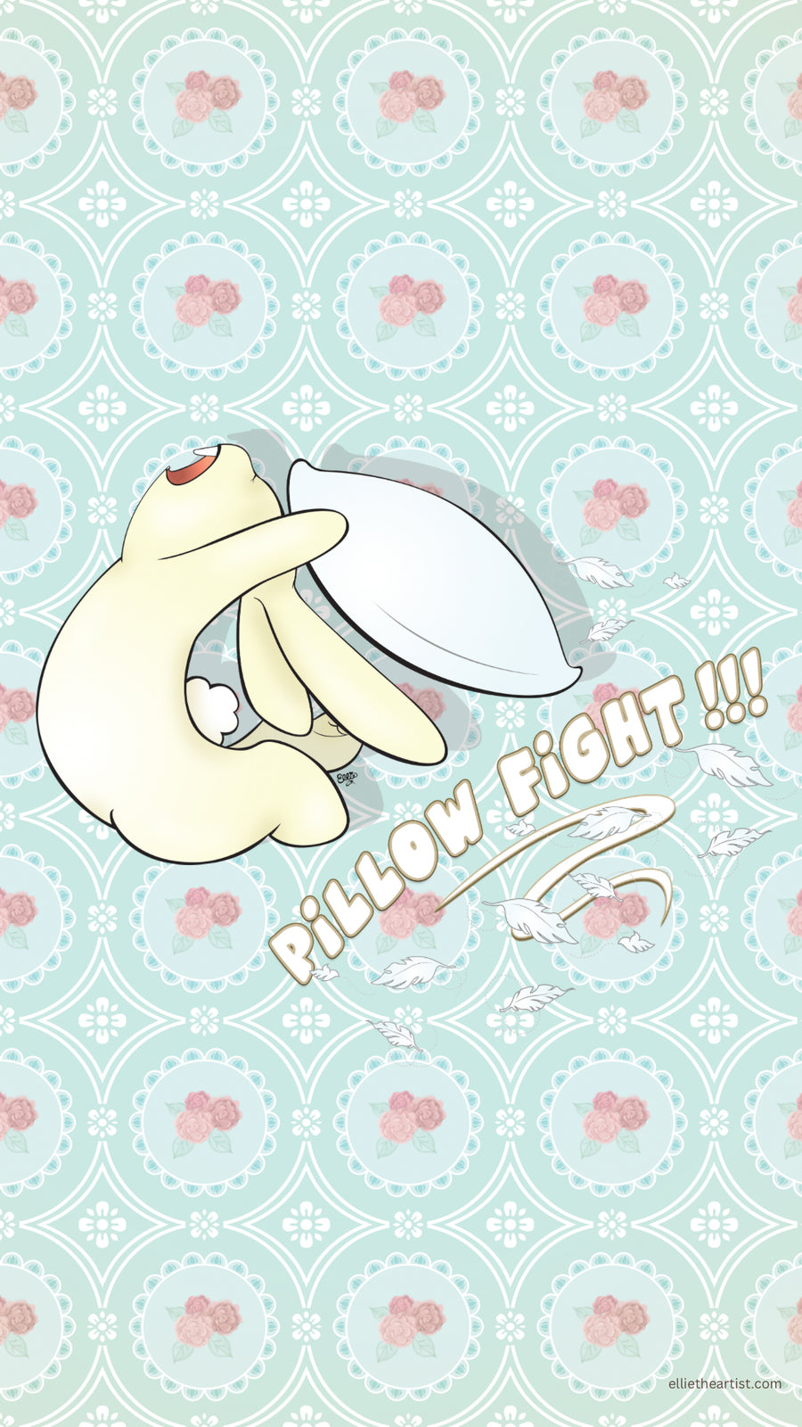 FREE Pillow Fight Bunny Phone Wallpaper (Digital Download)