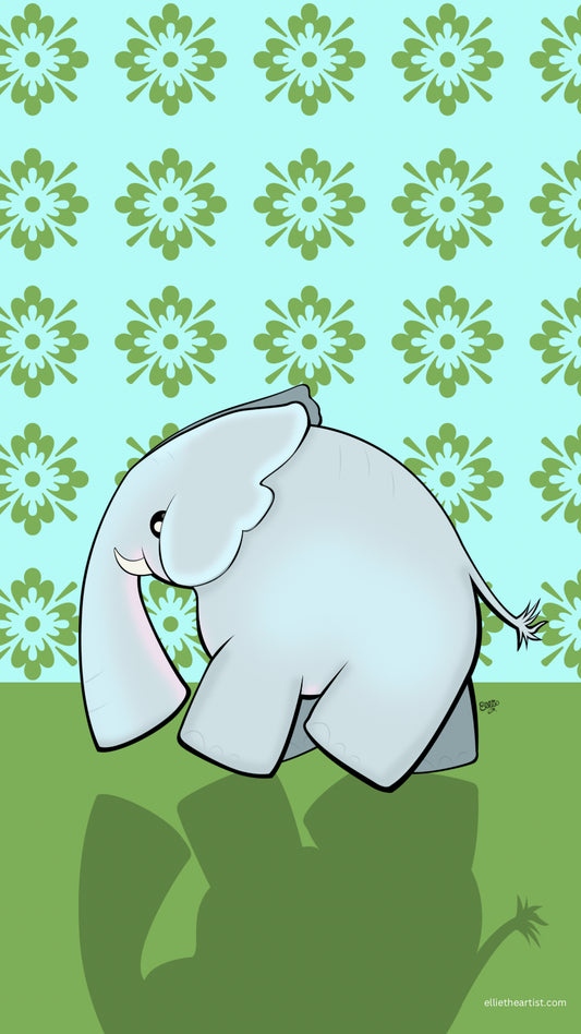 FREE Baby Elephant Goes for a Walk Phone Wallpaper (Digital Download)