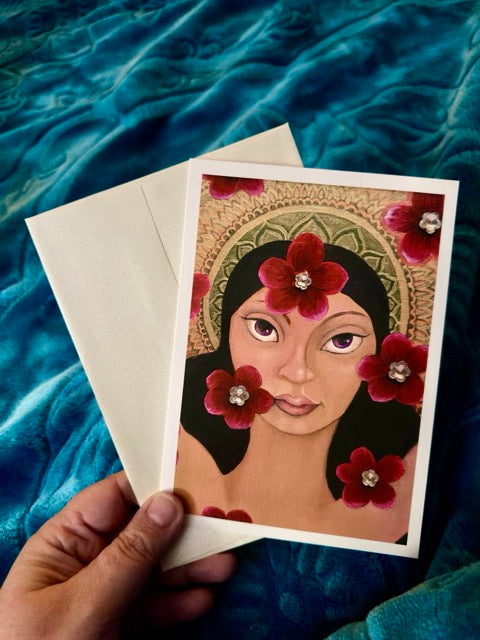 GREETING CARD: 'Flower Fall' Fine Art Painting