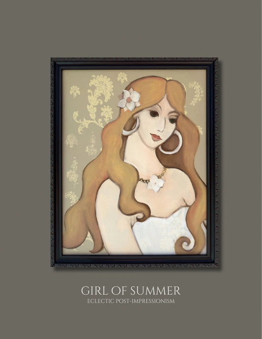 GREETING CARD: 'Girl of Summer' Greeting Card on Fine Art Paper with Envelope (5x7in.)