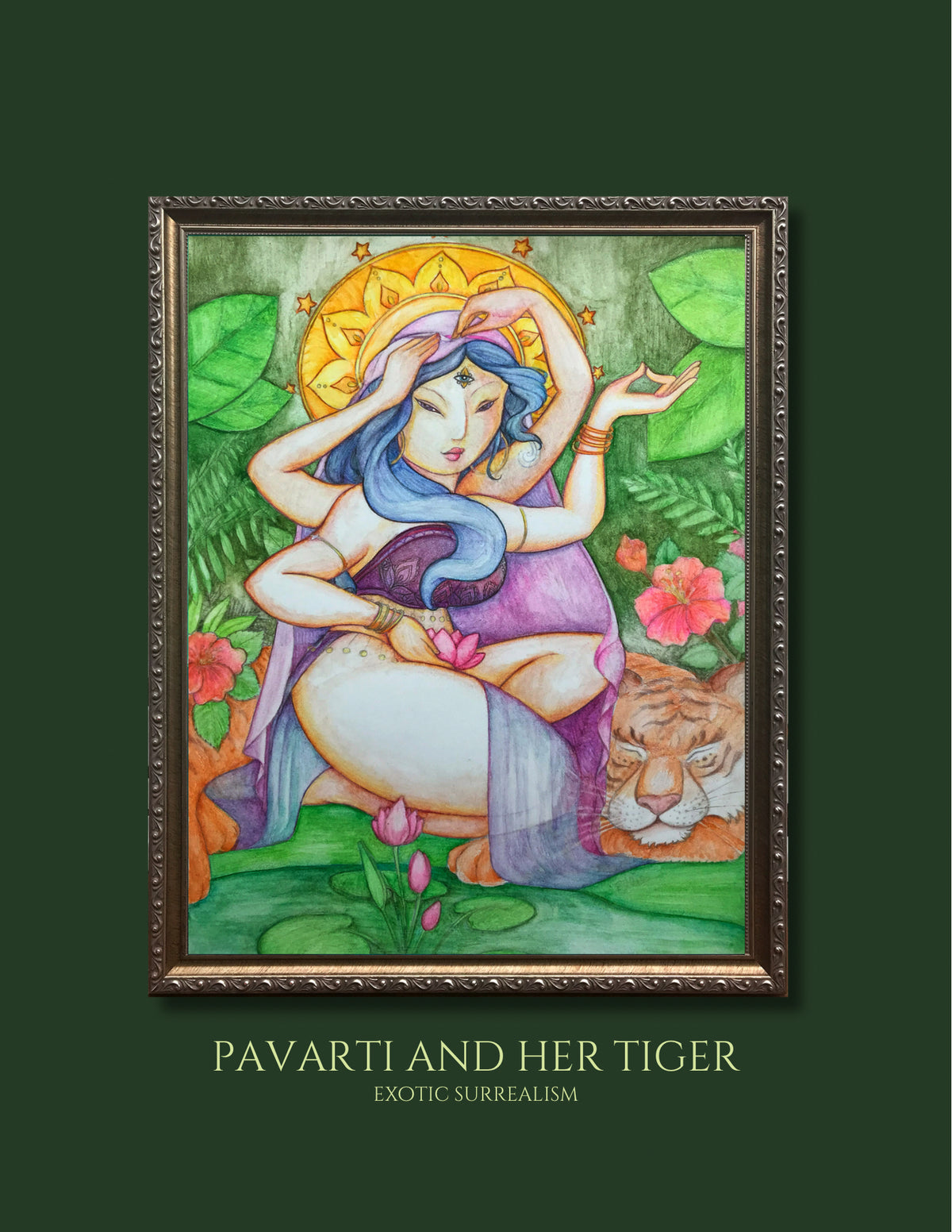 GREETING CARD: 'Pavarti and Her Tiger' Greeting Card on Fine Art Paper with Envelope (5x7in.)