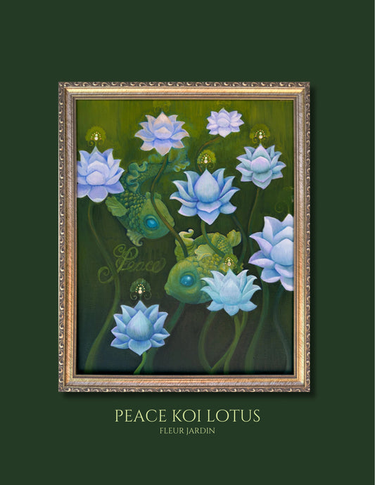 GREETING CARD: 'Peace Koi Lotus' Greeting Card on Fine Art Paper with Envelope (5x7in.)