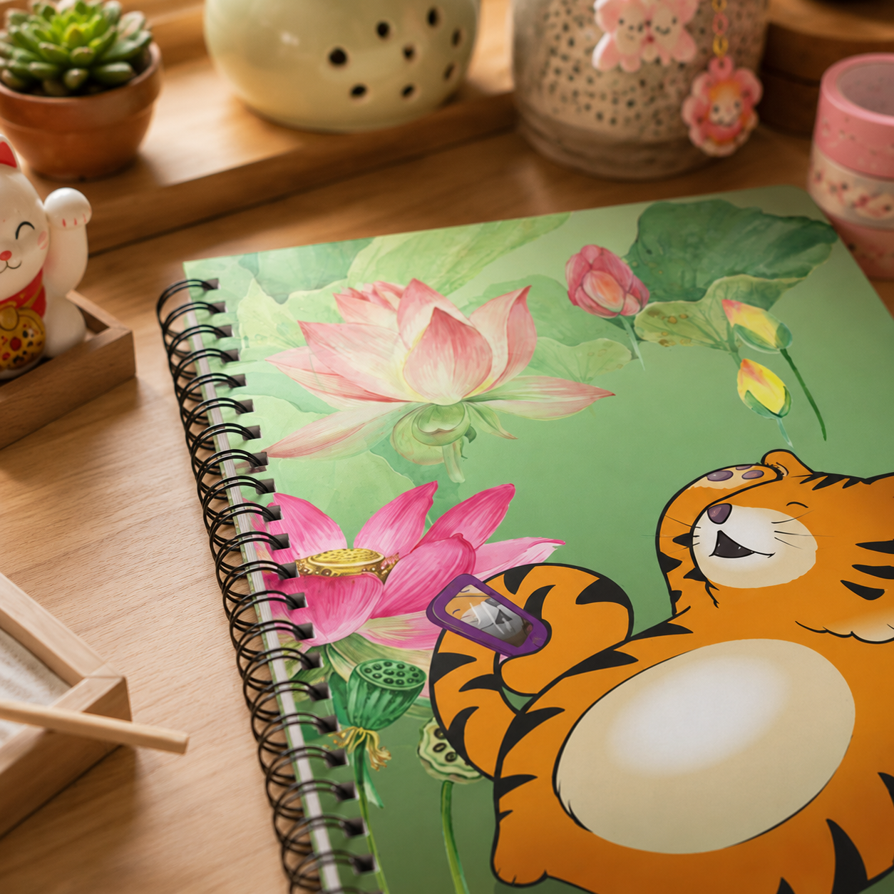 INSTA TIGER Cartoon Notebook – 150 lined pages A5 Wirobound Softcover