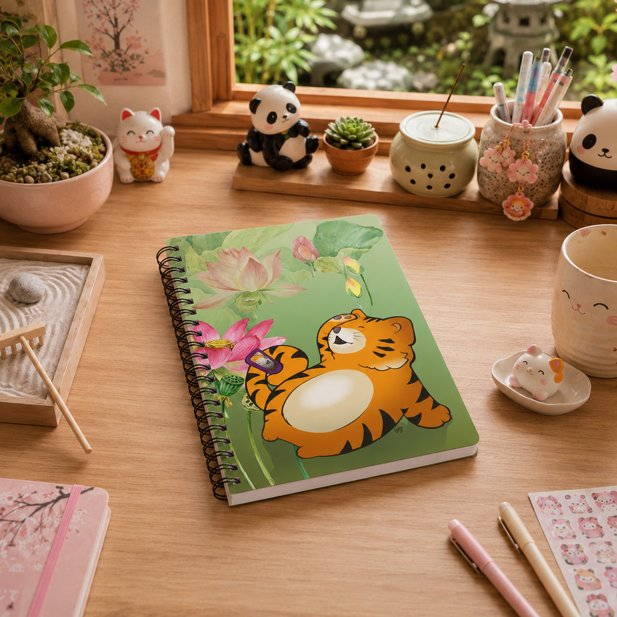 INSTA TIGER Cartoon Notebook – 150 lined pages A5 Wirobound Softcover