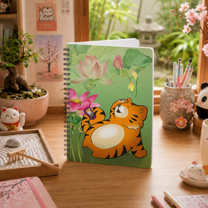 INSTA TIGER Cartoon Notebook – 150 lined pages A5 Wirobound Softcover