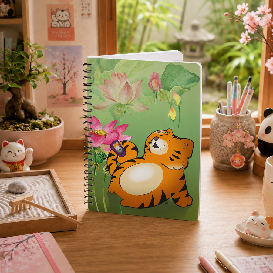 INSTA TIGER Cartoon Notebook – 150 lined pages A5 Wirobound Softcover