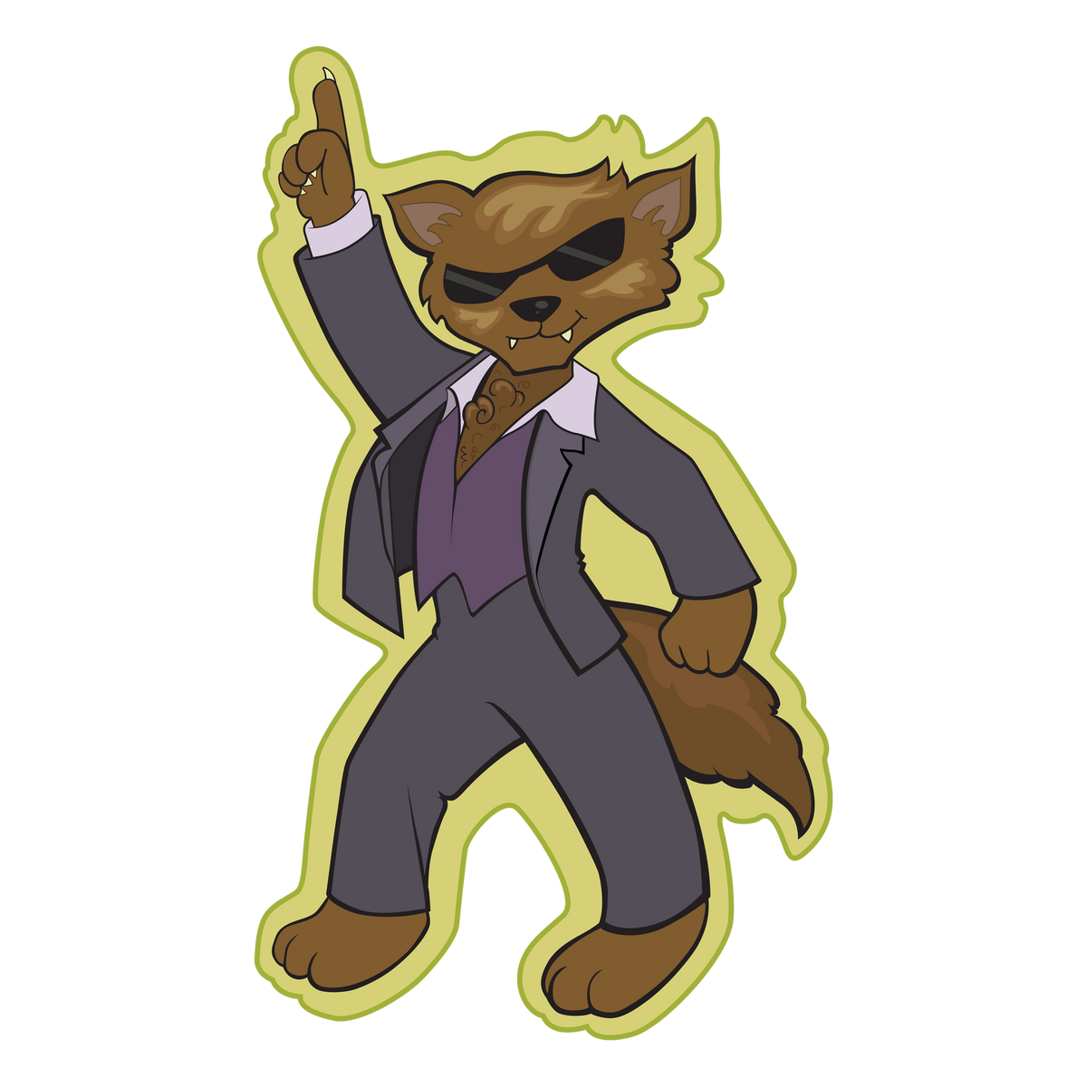 WEREWOLF Disco Dancing Werewolf Cartoon for Halloween - Downloadable Art File (png)