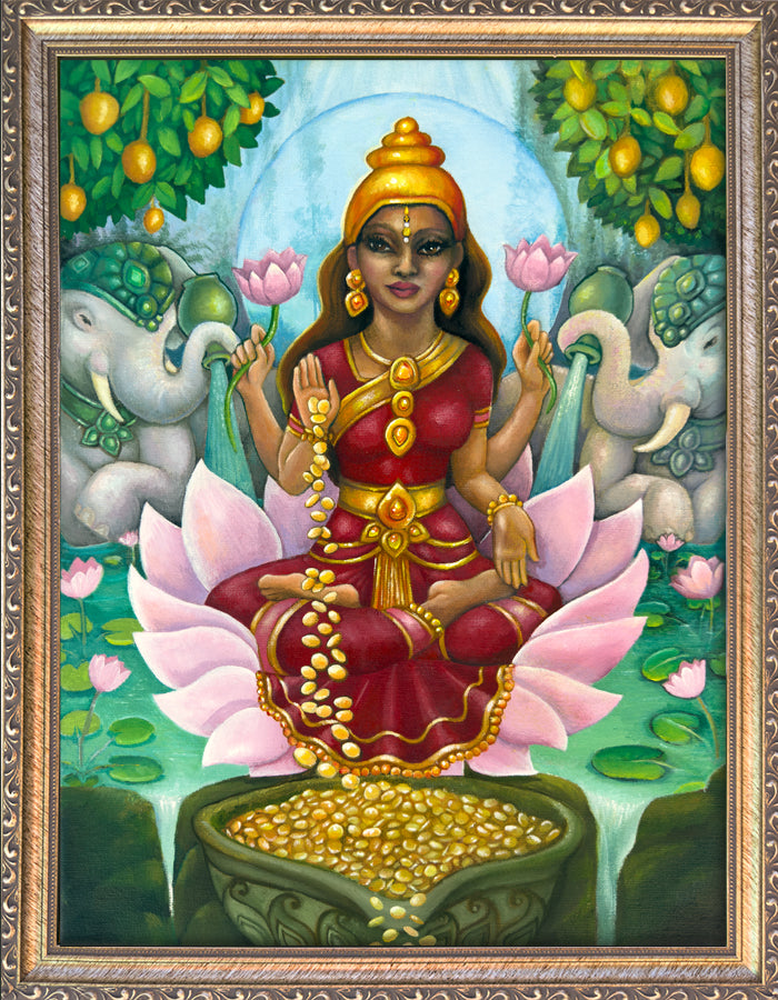 ORIGINAL PAINTING: 'Lakshmi the Goddess of Wealth and Good Fortune' Fine Art Painting