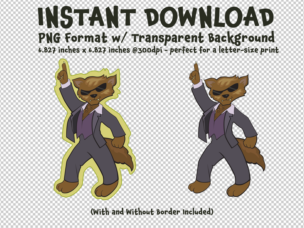 WEREWOLF Disco Dancing Werewolf Cartoon for Halloween - Downloadable Art File (png)