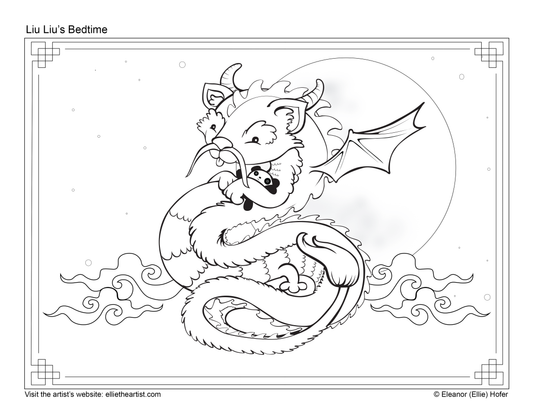 FREE Liu Liu the Chinese Dragon Coloring Page (Digital Download)