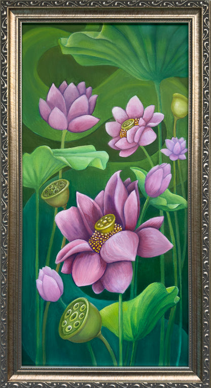 ORIGINAL PAINTING: 'Lotus Flowers in the Sun' Fine Art Painting