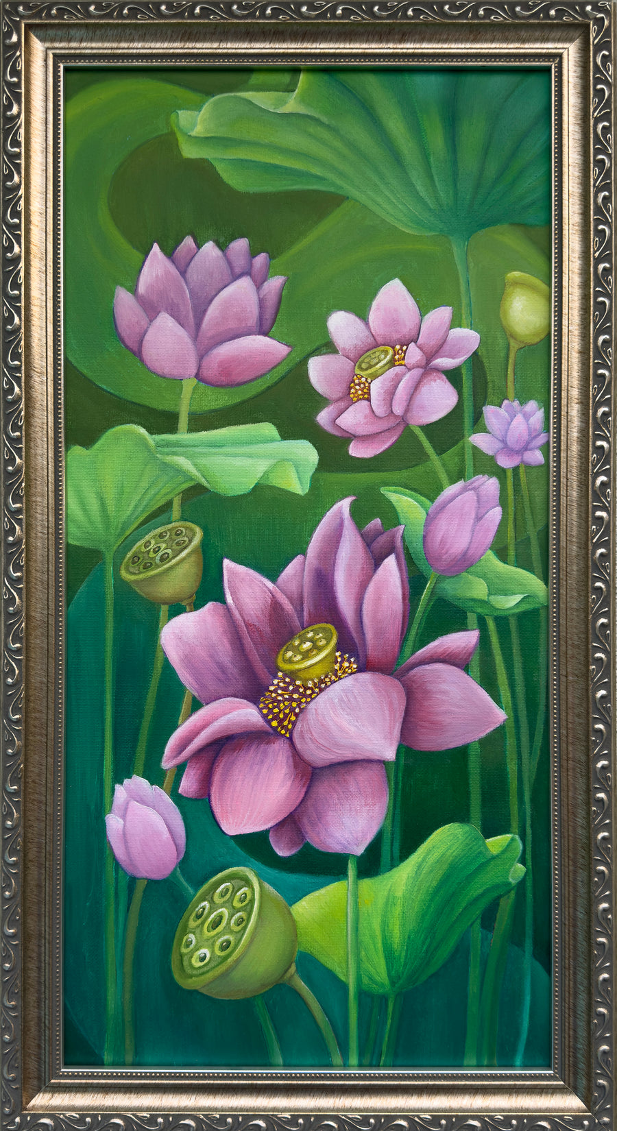 ORIGINAL PAINTING: 'Lotus Flowers in the Sun' Fine Art Painting