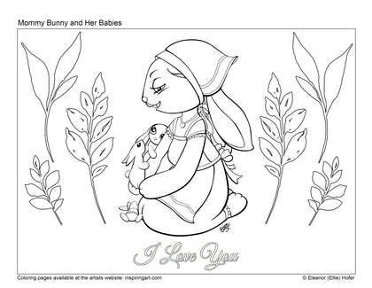 FREE Mommy Bunny and Babies Coloring Page (Digital Download)