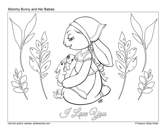 FREE Mommy Bunny and Babies Coloring Page (Digital Download)