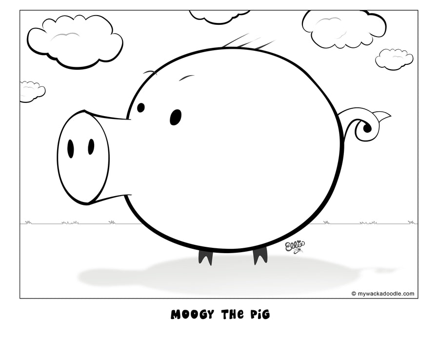 FREE Moogy the Pig Coloring Page (Digital Download)