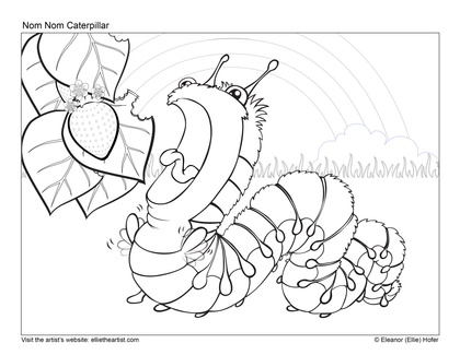 FREE Nom Nom Caterpillar Coloring Page