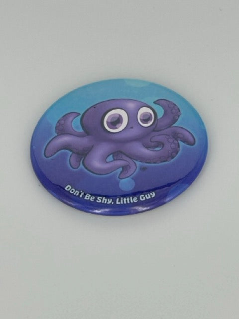 Baby Octopus Round Refrigerator Magnet | Cute Cartoon Character Magnet | 2.25 Inch Fridge Magnet