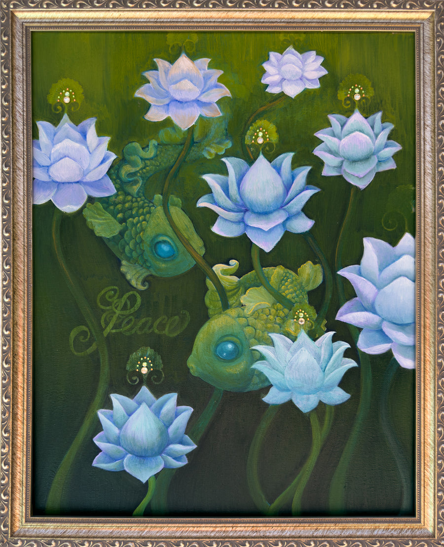 ORIGINAL PAINTING: 'Peace Koi Lotus' Fine Art Painting