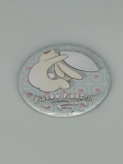 Pillow Fight Bunny Round Refrigerator Magnet | Cute Cartoon Character Magnet | 2.25 Inch Fridge Magnet