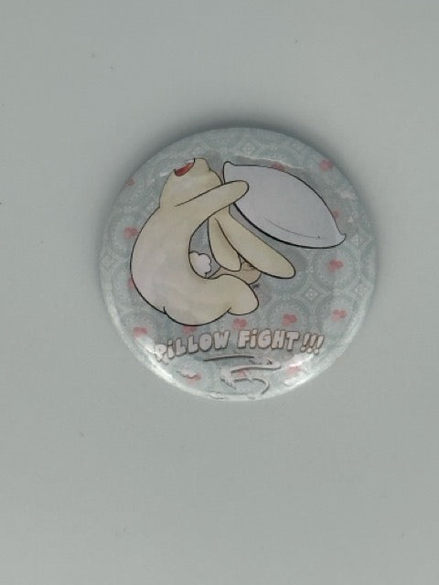 Pillow Fight Bunny Round Refrigerator Magnet | Cute Cartoon Character Magnet | 2.25 Inch Fridge Magnet