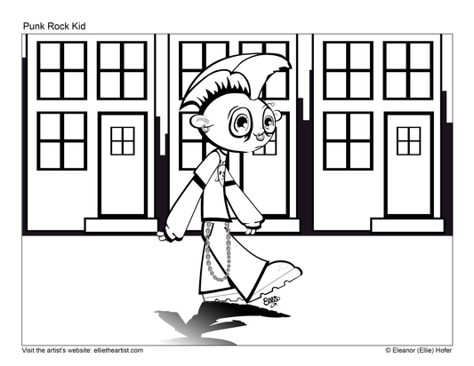 FREE Punk Rock Kid Coloring Page (Digital Download)
