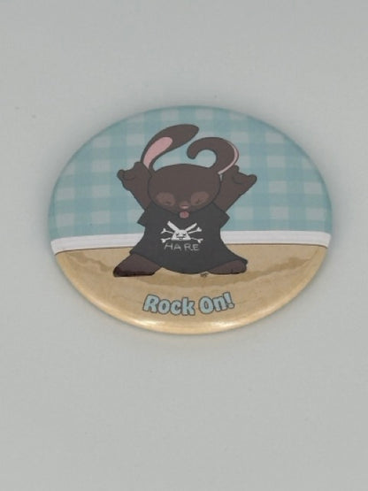 Rockin’ Bunny Round Refrigerator Magnet | Cute Cartoon Character Magnet | 2.25 Inch Fridge Magnet