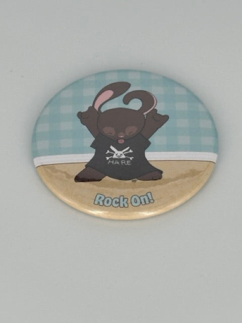 Rockin’ Bunny Round Refrigerator Magnet | Cute Cartoon Character Magnet | 2.25 Inch Fridge Magnet