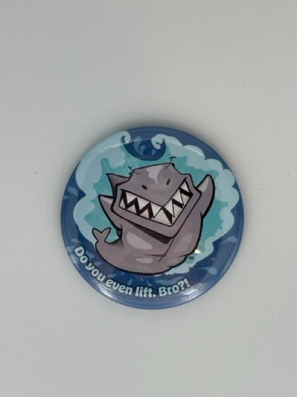 Buff Shark Round Refrigerator Magnet | Cute Cartoon Character Magnet | 2.25 Inch Fridge Magnet
