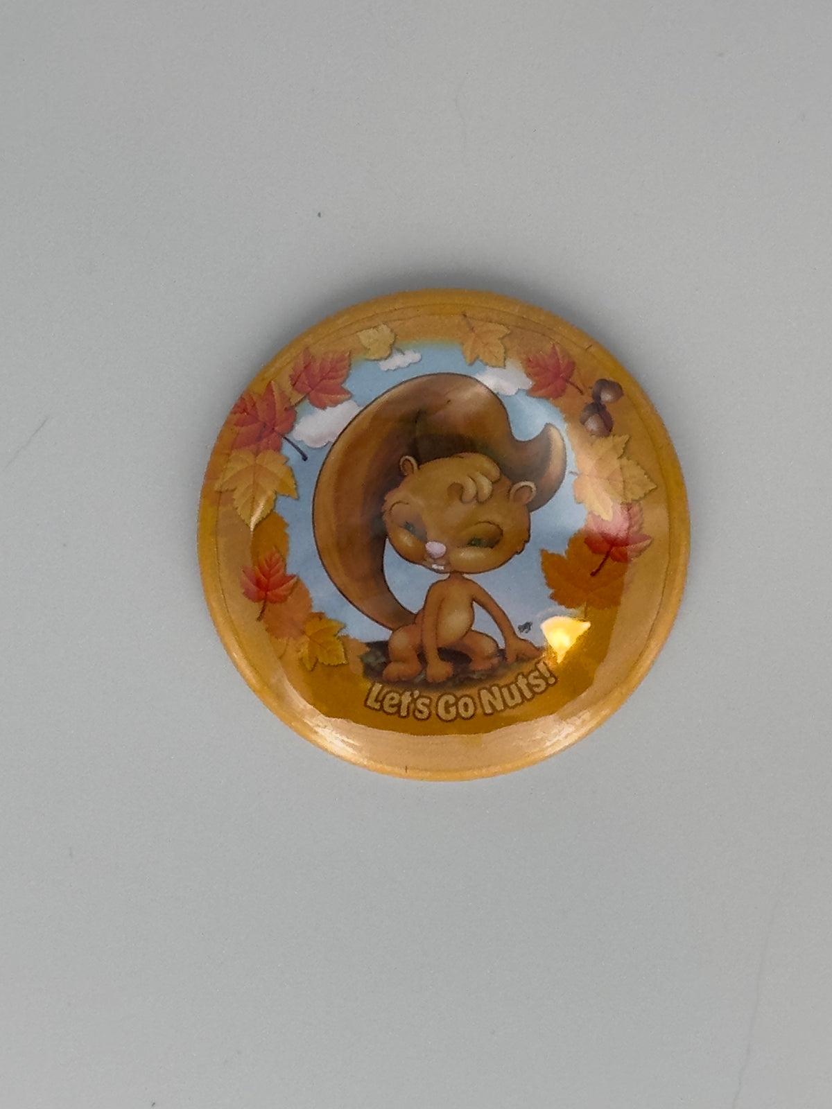 Autumn Squirrel Round Refrigerator Magnet | Cute Cartoon Character Magnet | 2.25 Inch Fridge Magnet