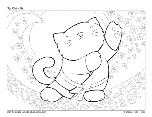FREE Tai Chi Kitty Coloring Page